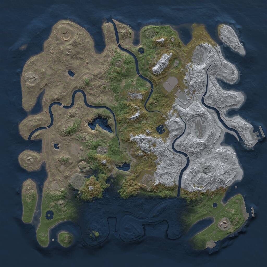 Rust Map: Procedural Map, Size: 4500, Seed: 2105240182, 17 Monuments