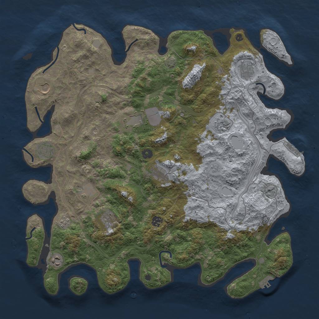 Rust Map: Procedural Map, Size: 4500, Seed: 2105240182, 19 Monuments