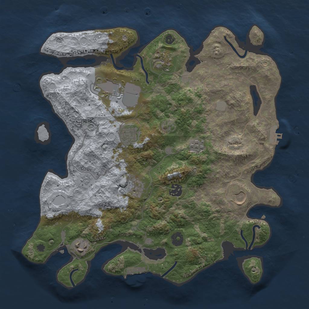 Rust Map: Procedural Map, Size: 3500, Seed: 86810357, 15 Monuments