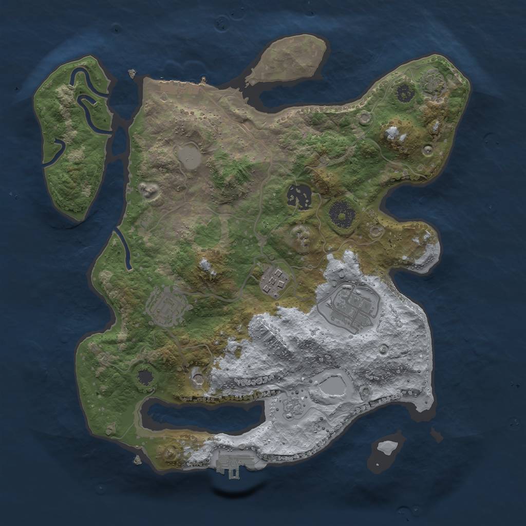 Rust Map: Procedural Map, Size: 3000, Seed: 1646648929, 12 Monuments