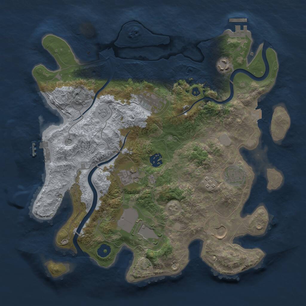 Rust Map: Procedural Map, Size: 3500, Seed: 55311811, 14 Monuments