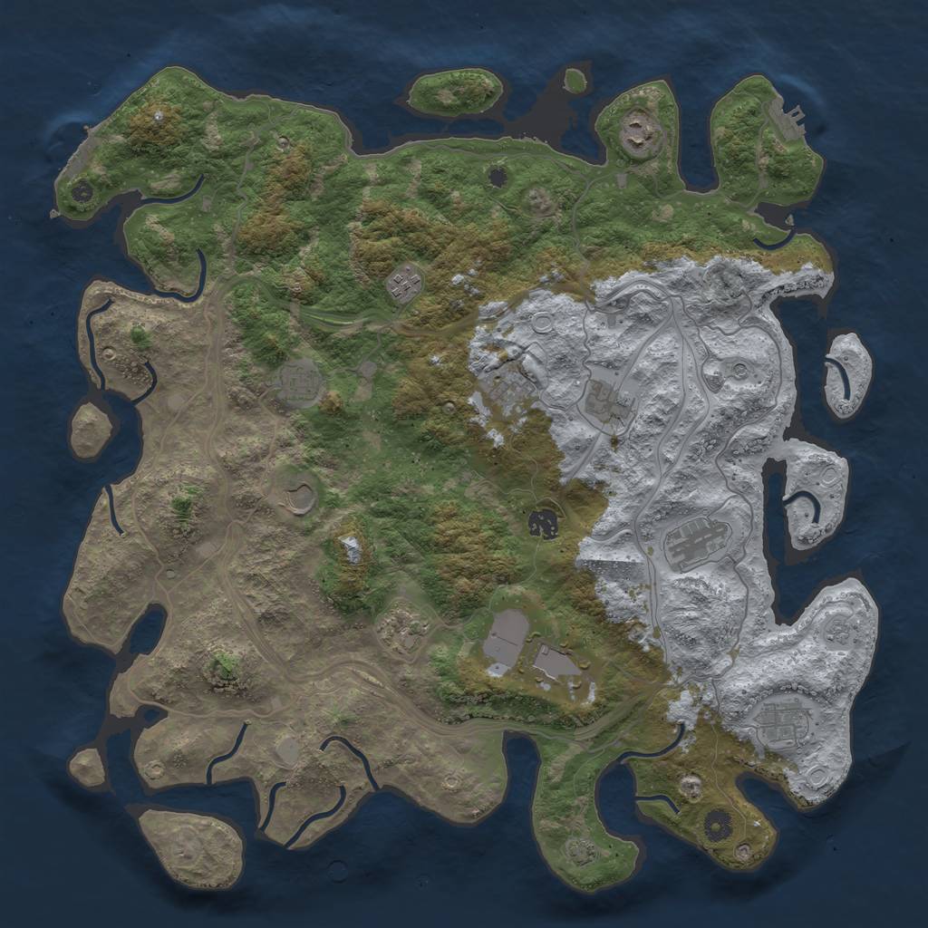 Rust Map: Procedural Map, Size: 4500, Seed: 2135566765, 19 Monuments