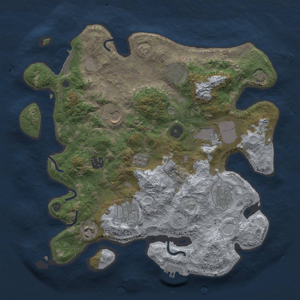 Rust Map: Procedural Map, Size: 3500, Seed: 2056445, 16 Monuments