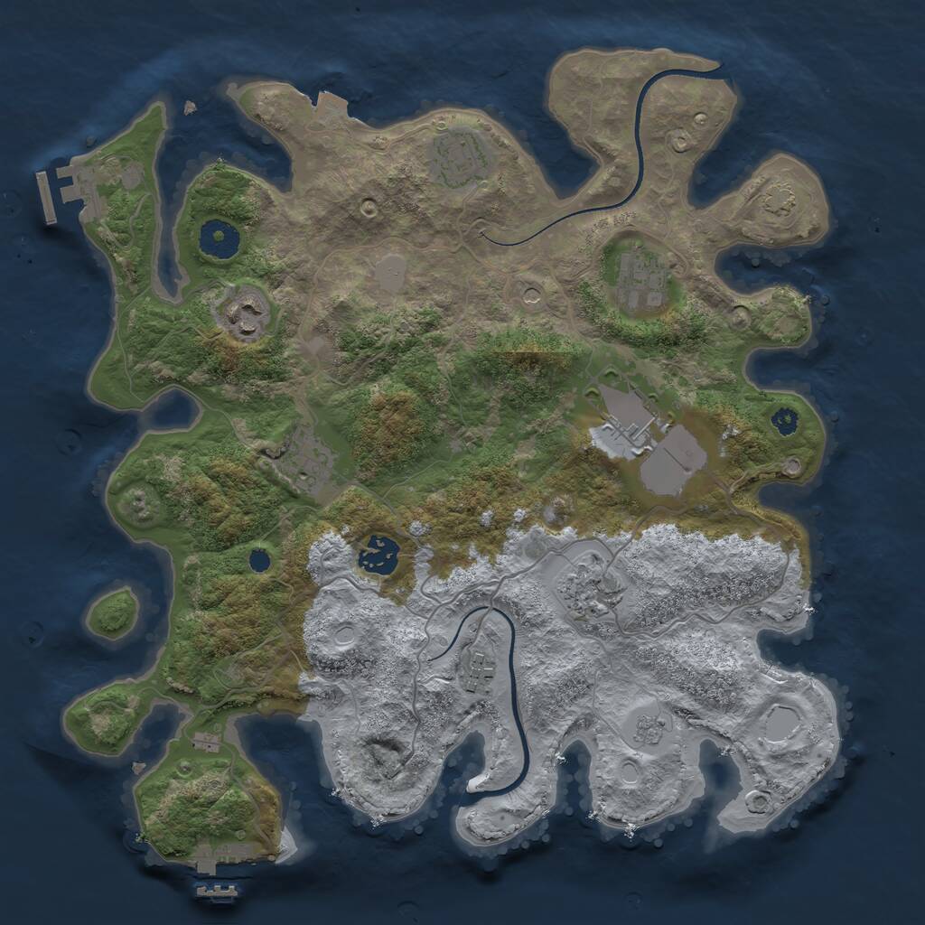 Rust Map: Procedural Map, Size: 3500, Seed: 54490254, 14 Monuments