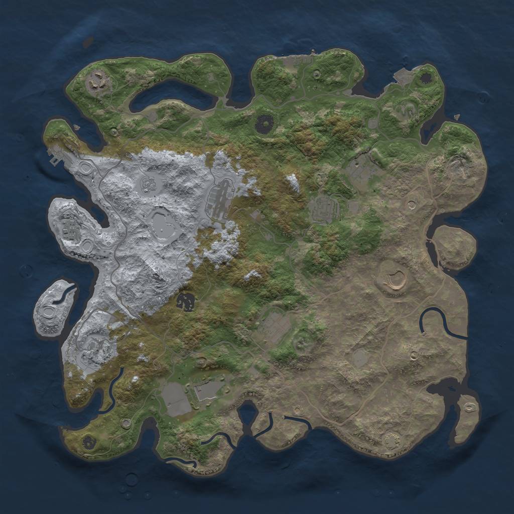 Rust Map: Procedural Map, Size: 4000, Seed: 1686134286, 18 Monuments
