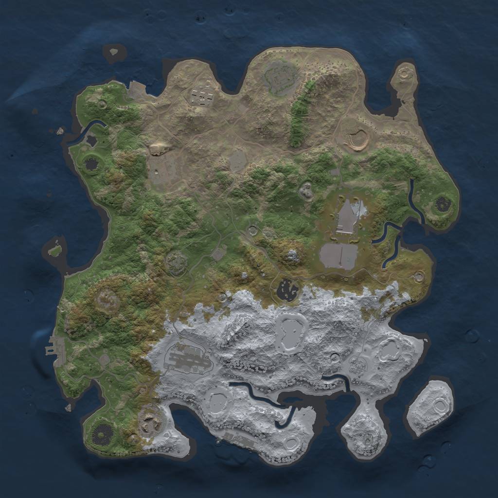 Rust Map: Procedural Map, Size: 3500, Seed: 17306106, 16 Monuments