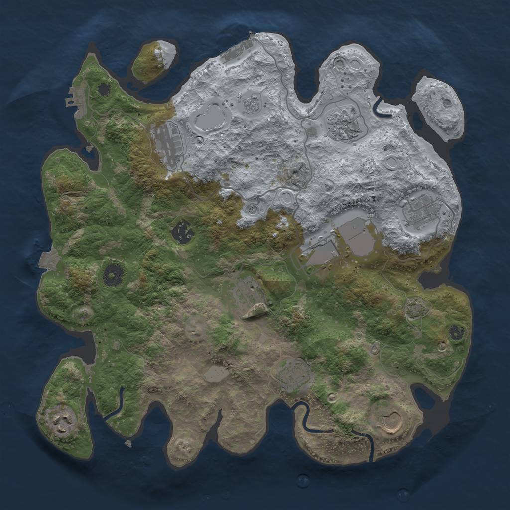 Rust Map: Procedural Map, Size: 3500, Seed: 1577826052, 17 Monuments