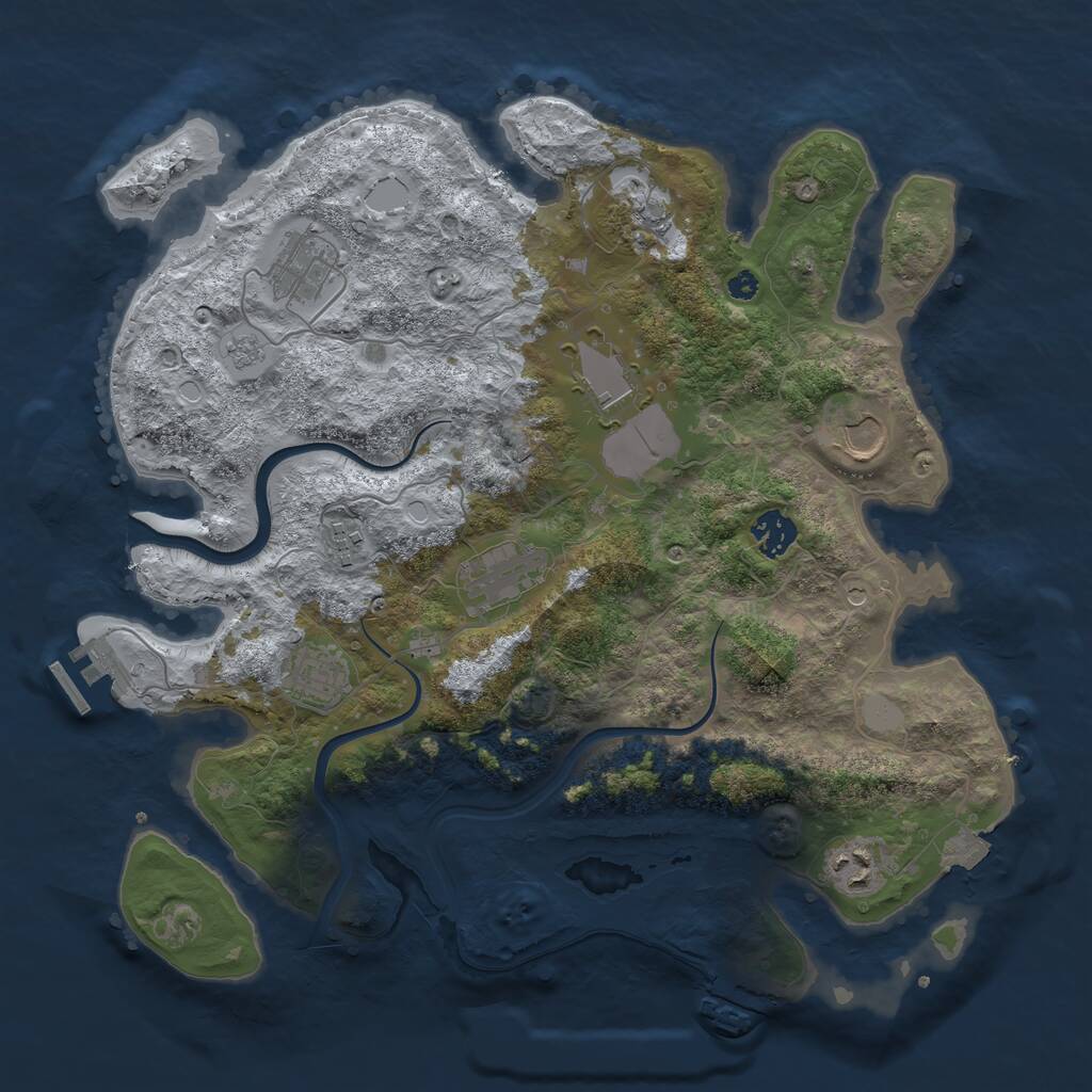 Rust Map: Procedural Map, Size: 3700, Seed: 2050273102, 15 Monuments