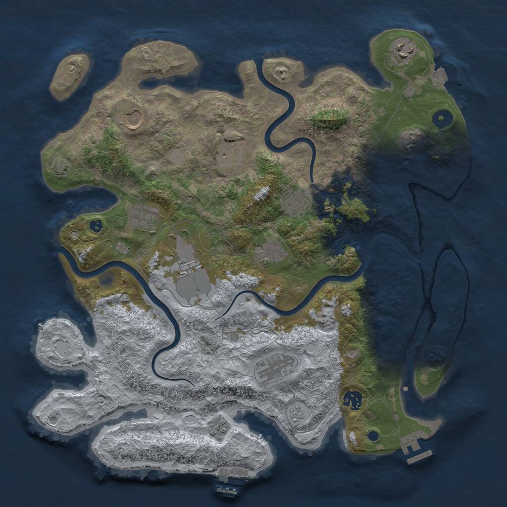 Rust Map: Procedural Map, Size: 3900, Seed: 59341744, 16 Monuments