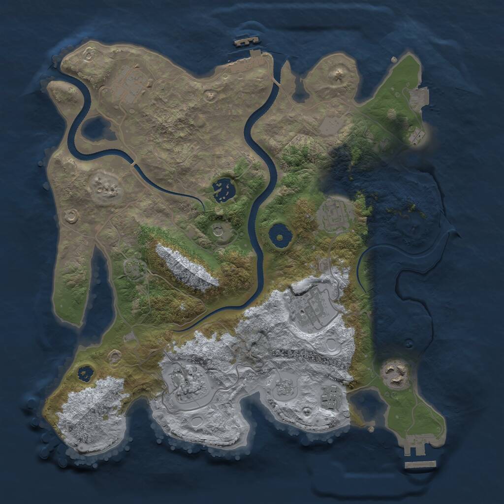 Rust Map: Procedural Map, Size: 3250, Seed: 223902580, 13 Monuments