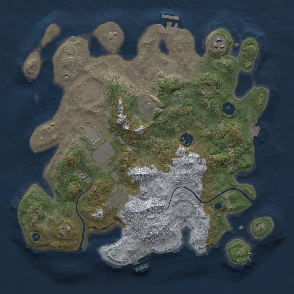 Rust Map: Procedural Map, Size: 3500, Seed: 78700080, 12 Monuments