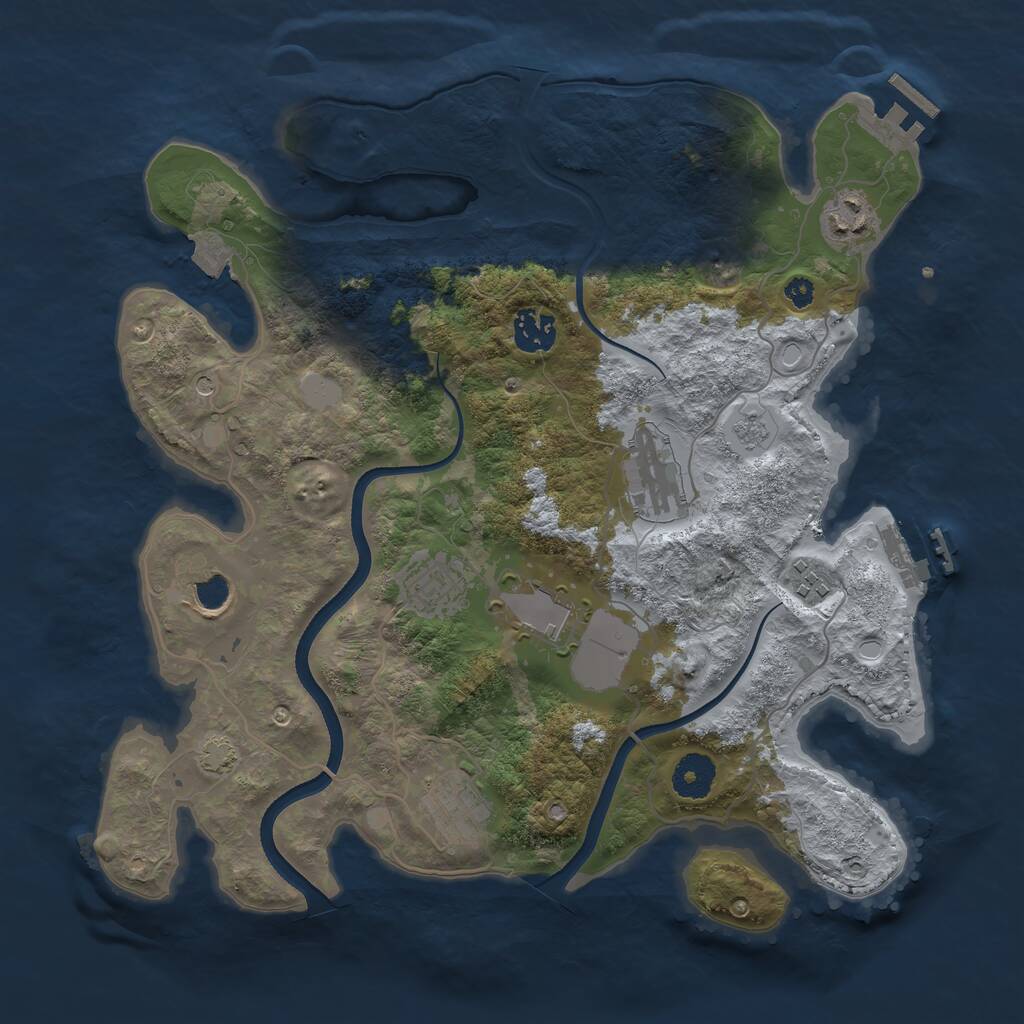 Rust Map: Procedural Map, Size: 3500, Seed: 35149484, 14 Monuments