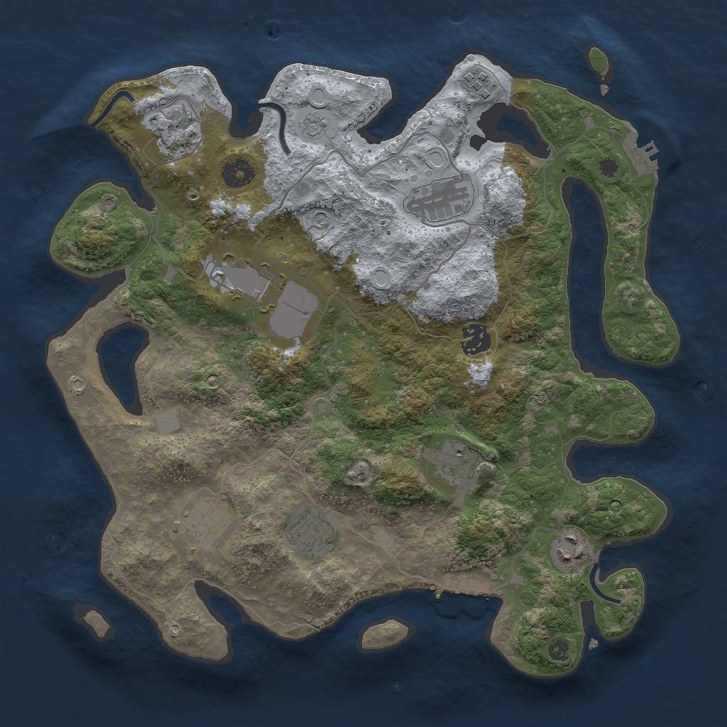 Rust Map: Procedural Map, Size: 3500, Seed: 8165833, 16 Monuments