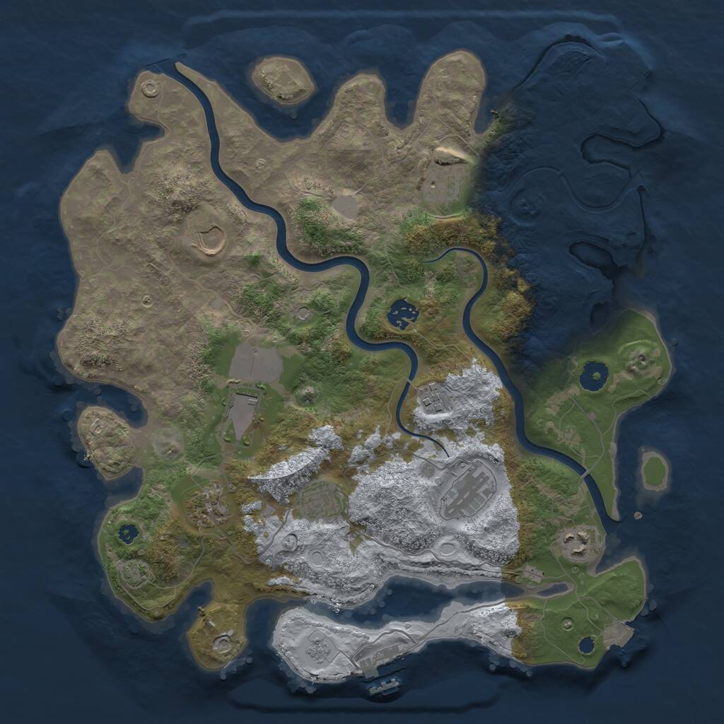 Rust Map: Procedural Map, Size: 3750, Seed: 1938710195, 15 Monuments