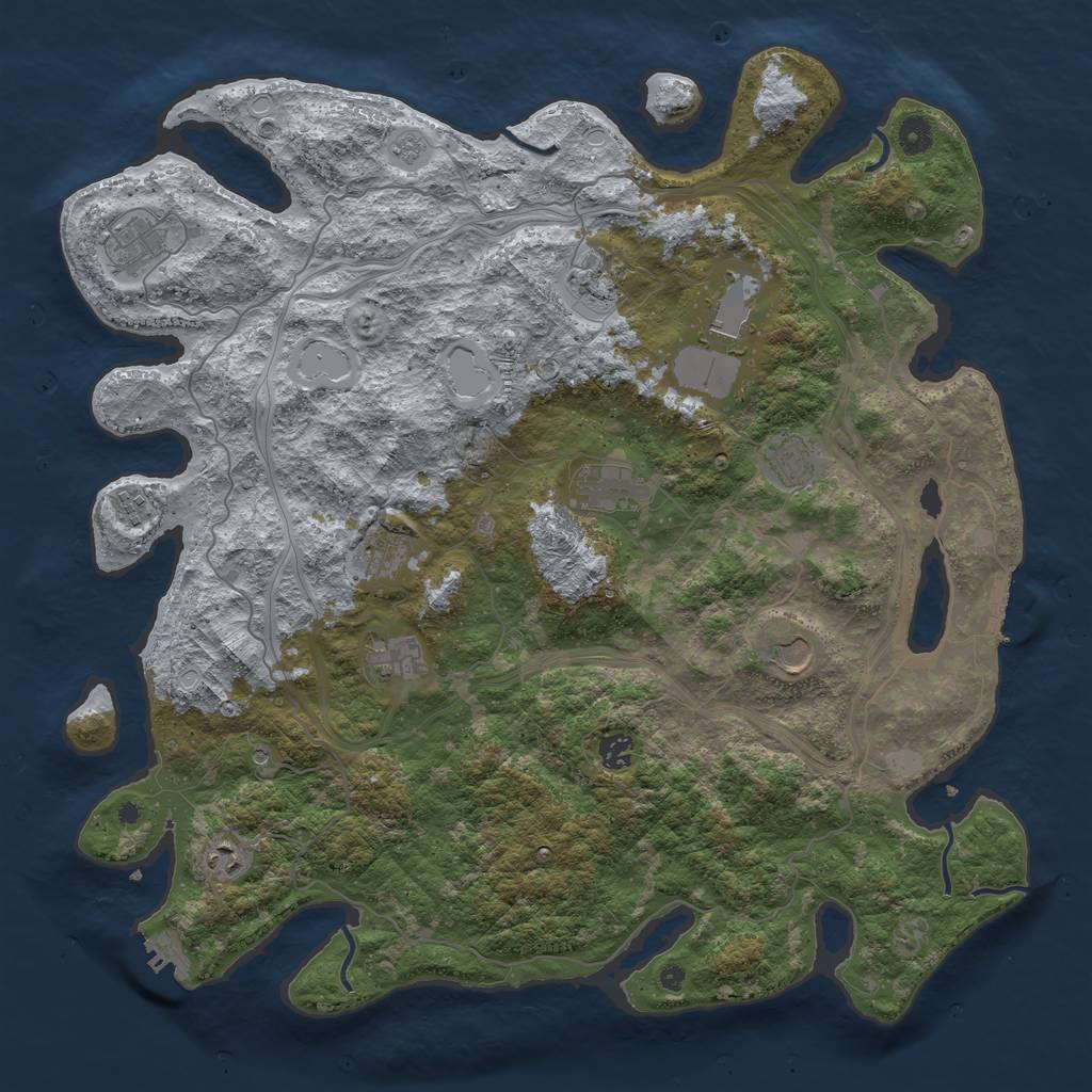 Rust Map: Procedural Map, Size: 4500, Seed: 468251229, 20 Monuments