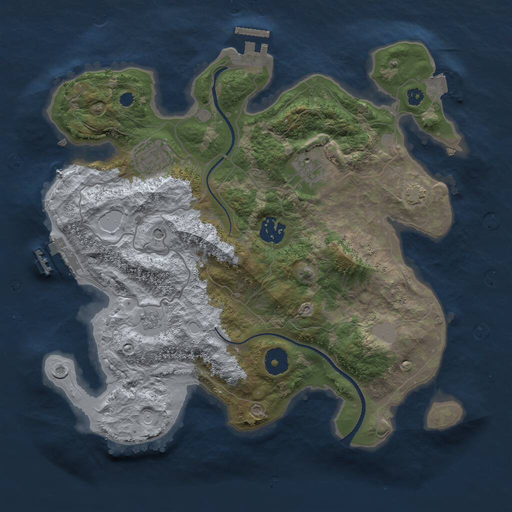 Rust Map: Procedural Map, Size: 3000, Seed: 493729348, 9 Monuments