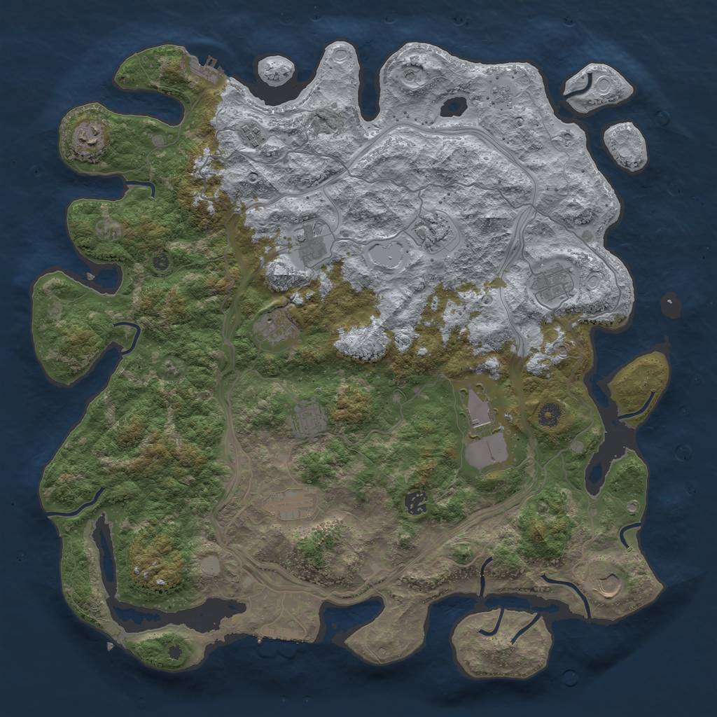 Rust Map: Procedural Map, Size: 4500, Seed: 446811137, 18 Monuments