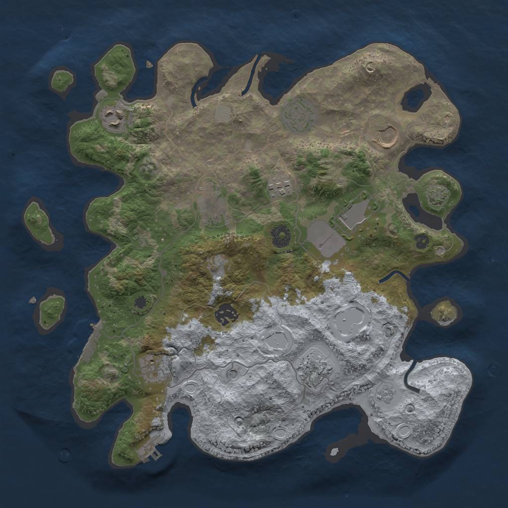 Rust Map: Procedural Map, Size: 3500, Seed: 86520525, 17 Monuments