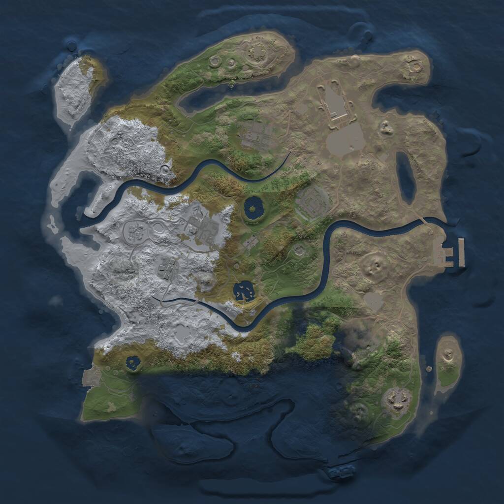 Rust Map: Procedural Map, Size: 3500, Seed: 824993708, 14 Monuments