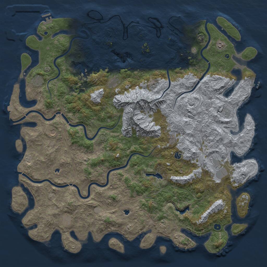 Rust Map: Procedural Map, Size: 6000, Seed: 93021541, 17 Monuments