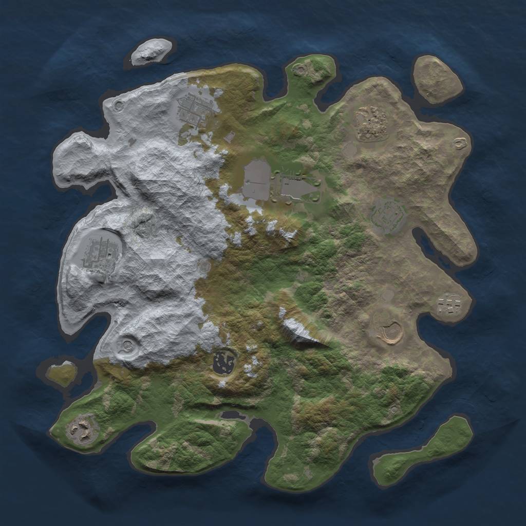 Rust Map: Barren, Size: 3500, Seed: 284219071, 12 Monuments