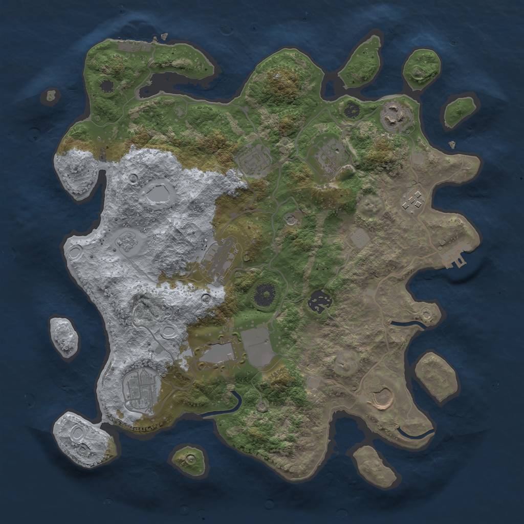 Rust Map: Procedural Map, Size: 3500, Seed: 42892293, 16 Monuments