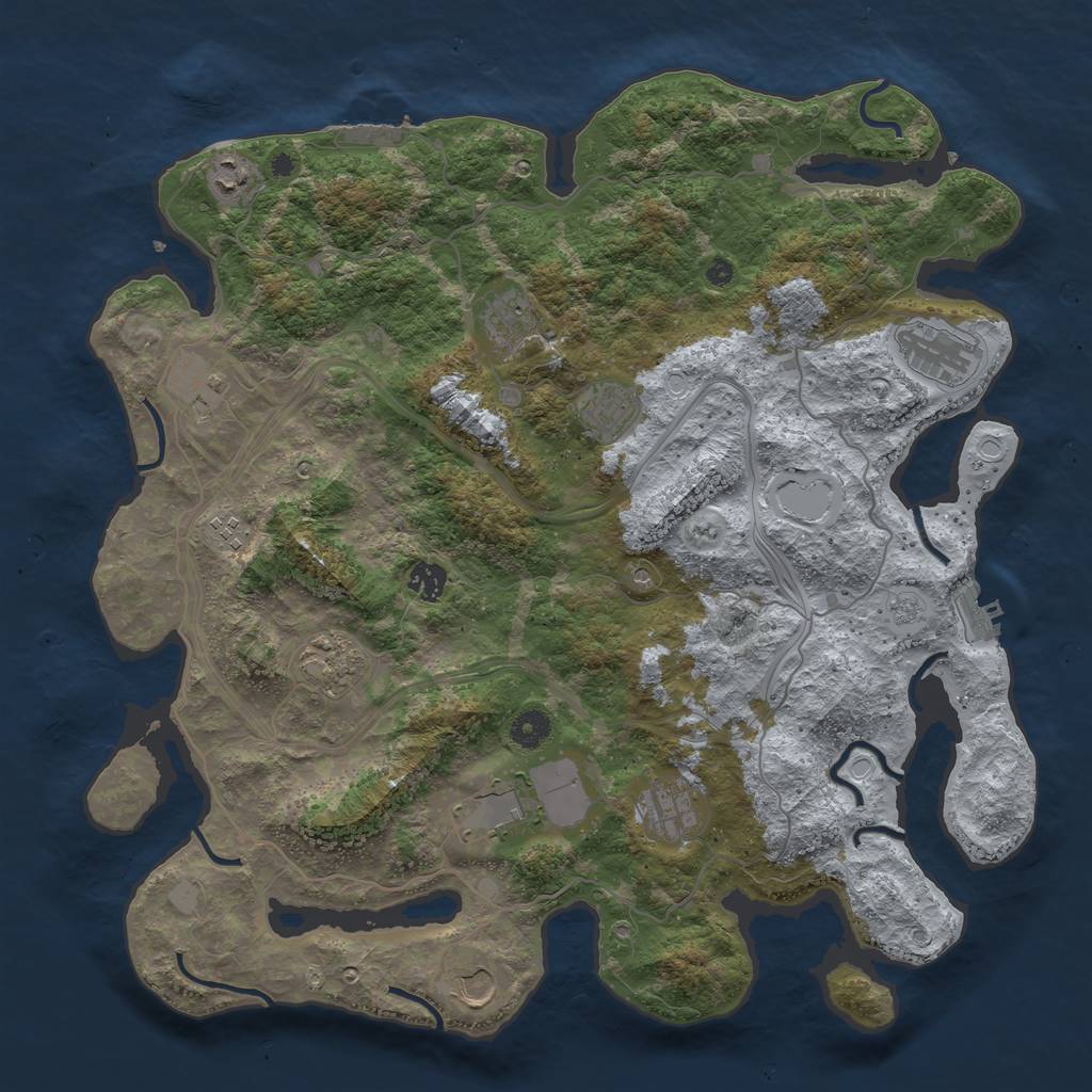 Rust Map: Procedural Map, Size: 4250, Seed: 738356683, 18 Monuments