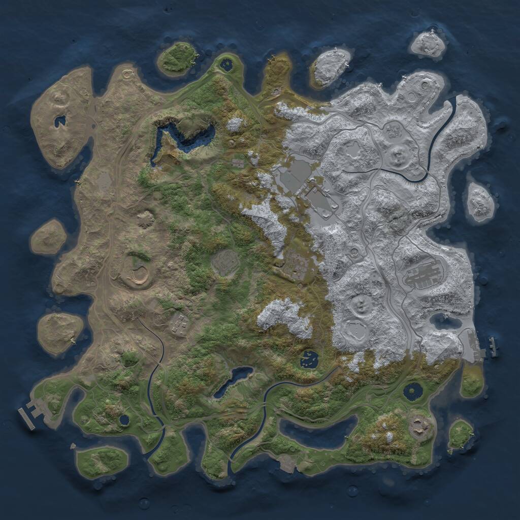 Rust Map: Procedural Map, Size: 4250, Seed: 1908826006, 14 Monuments