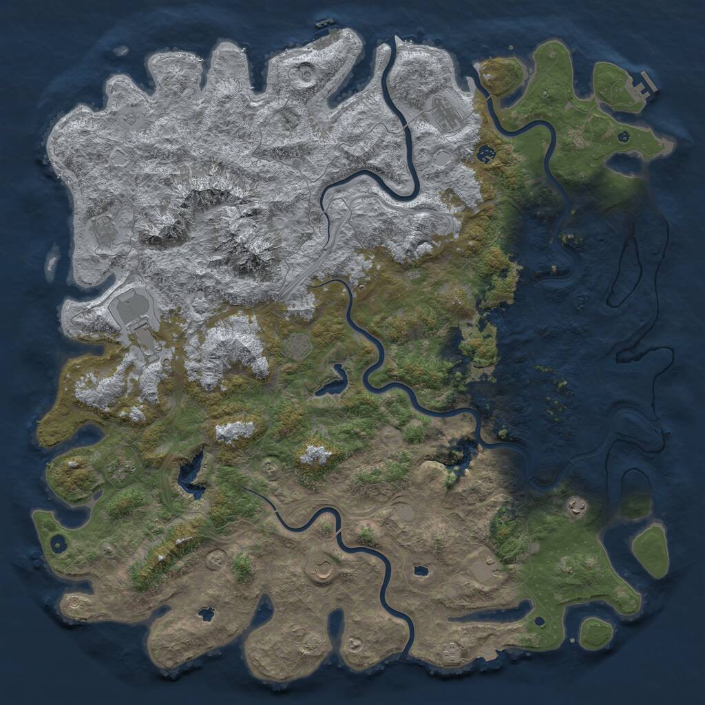 Rust Map: Procedural Map, Size: 6000, Seed: 562805326, 17 Monuments