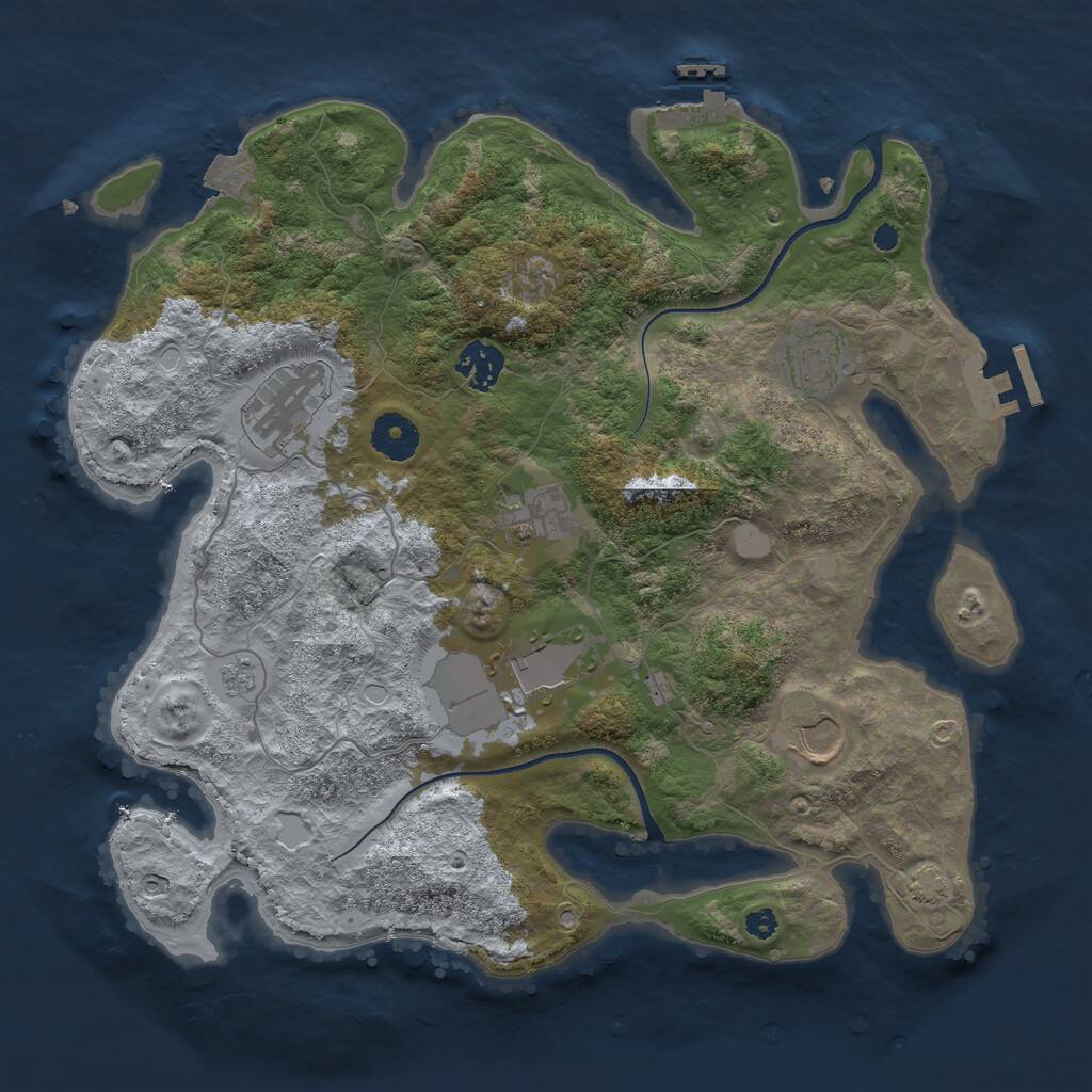 Rust Map: Procedural Map, Size: 3500, Seed: 1344839067, 11 Monuments