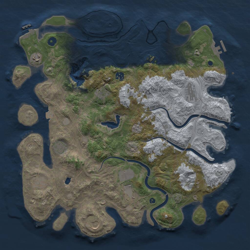 Rust Map: Procedural Map, Size: 4250, Seed: 1004339989, 16 Monuments