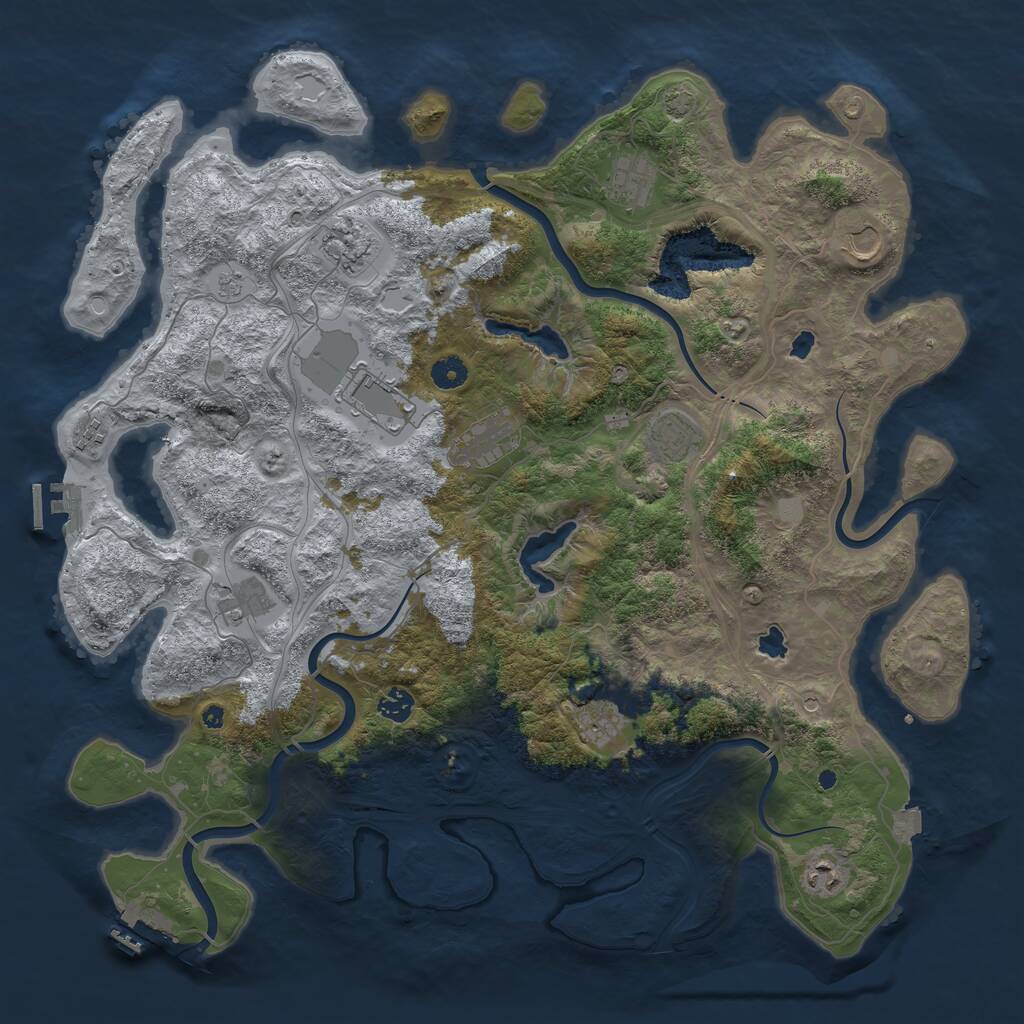 Rust Map: Procedural Map, Size: 4500, Seed: 525069660, 17 Monuments