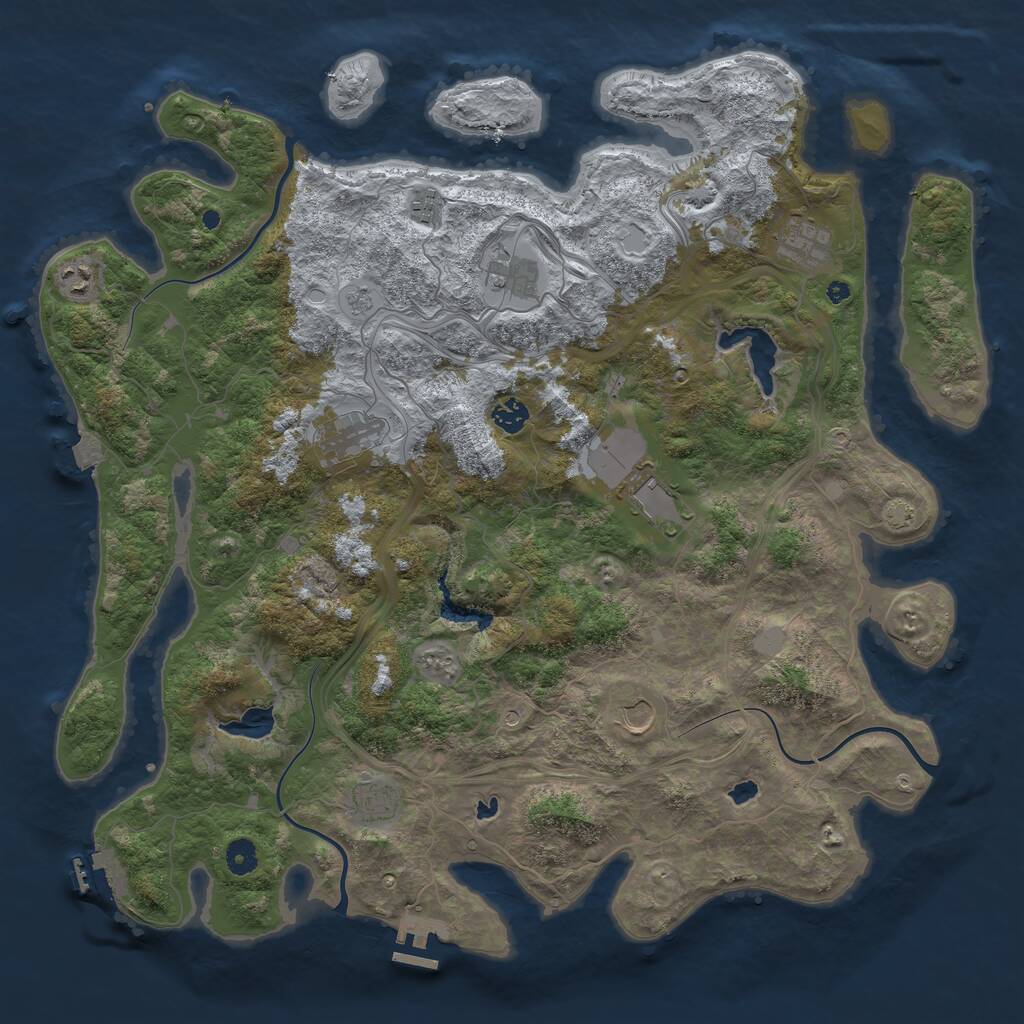 Rust Map: Procedural Map, Size: 4500, Seed: 1939227611, 15 Monuments
