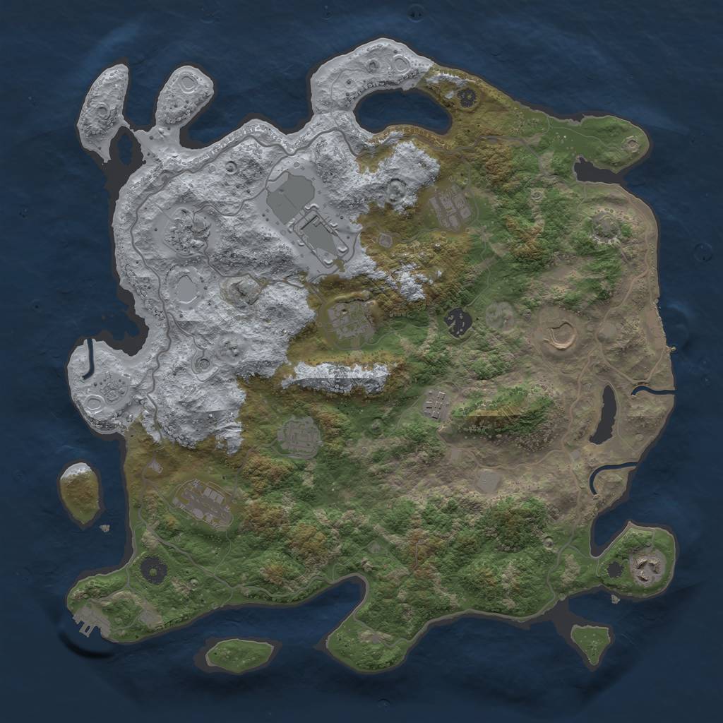 Rust Map: Procedural Map, Size: 4000, Seed: 192567192, 18 Monuments