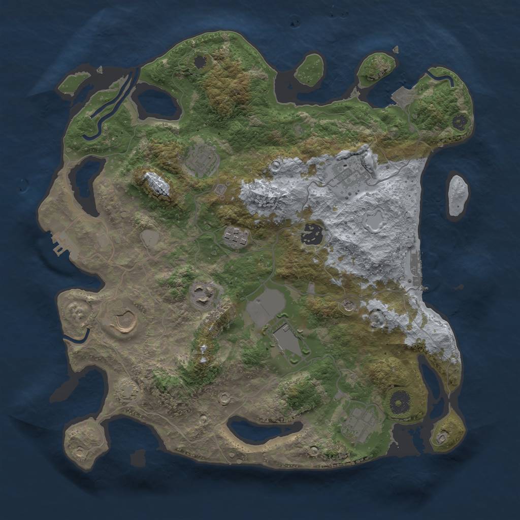 Rust Map: Procedural Map, Size: 3500, Seed: 2009163590, 15 Monuments