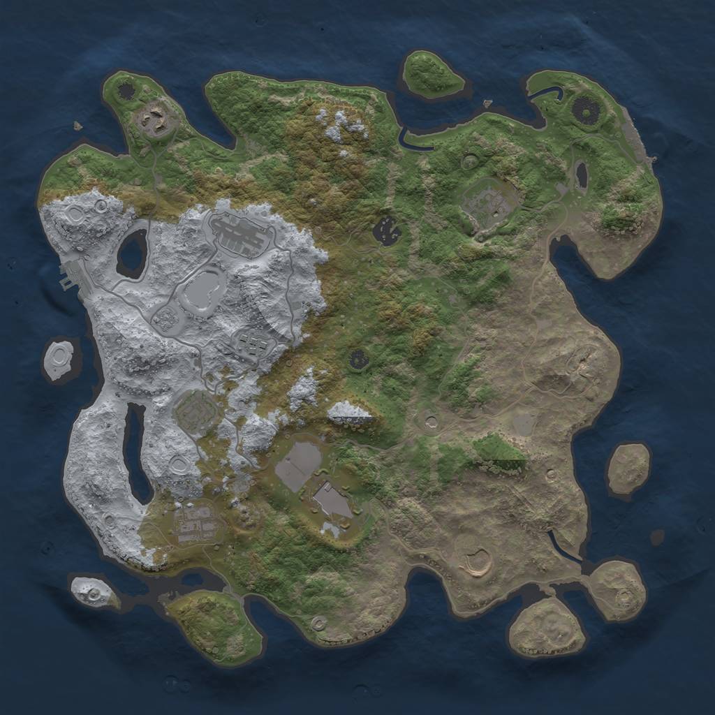 Rust Map: Procedural Map, Size: 3850, Seed: 754326281, 16 Monuments