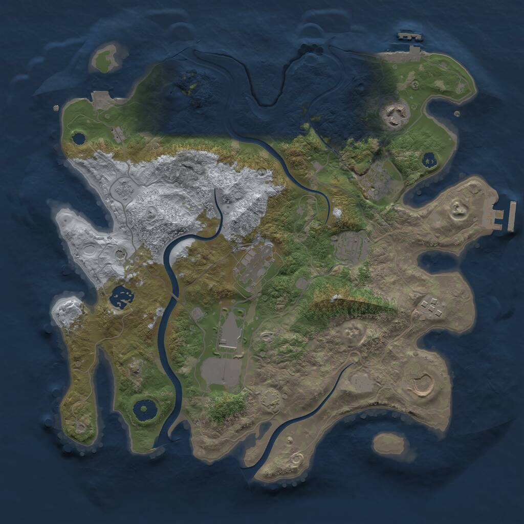 Rust Map: Procedural Map, Size: 3500, Seed: 1256515464, 14 Monuments