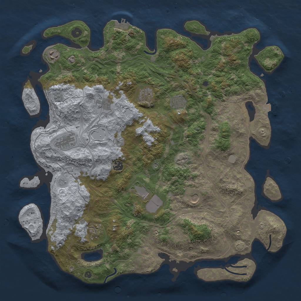 Rust Map: Procedural Map, Size: 4500, Seed: 3748012, 17 Monuments