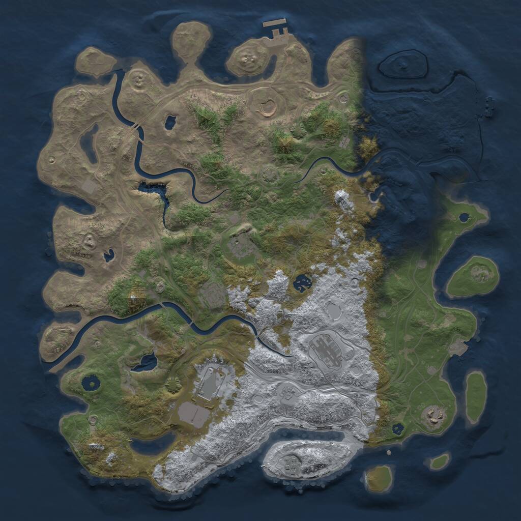 Rust Map: Procedural Map, Size: 4500, Seed: 825282913, 14 Monuments