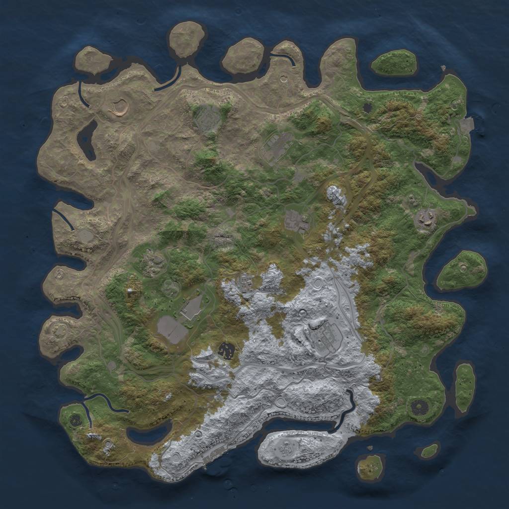 Rust Map: Procedural Map, Size: 4500, Seed: 825282913, 17 Monuments