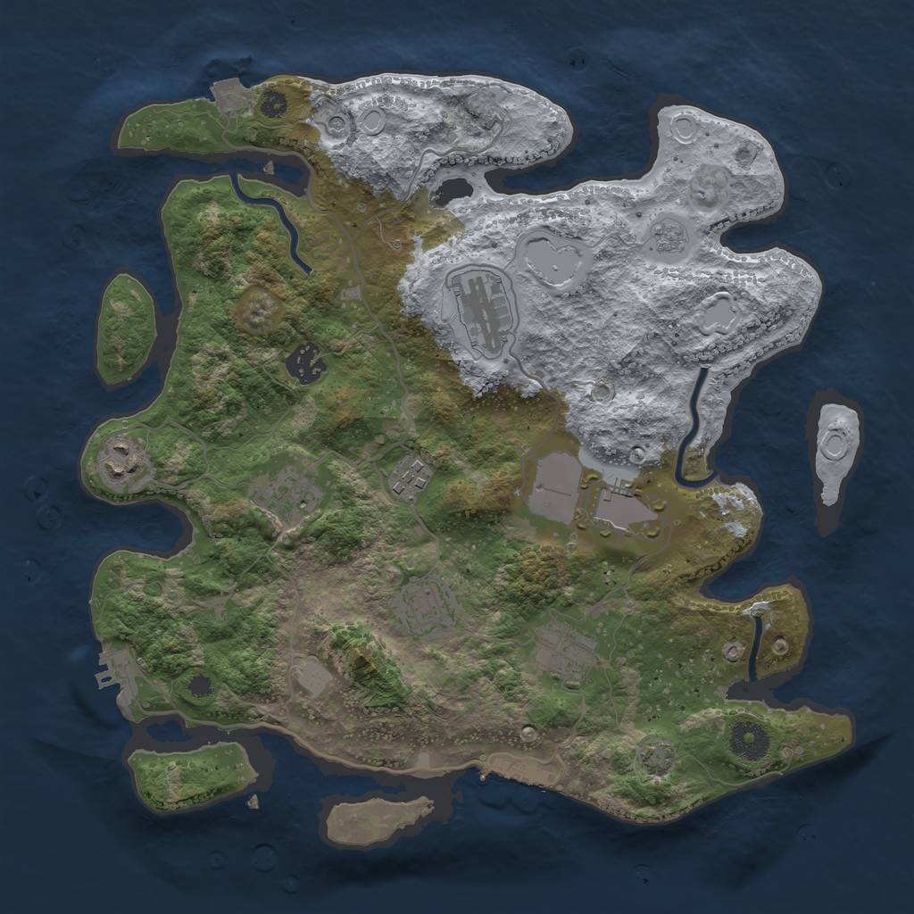 Rust Map: Procedural Map, Size: 3500, Seed: 401716293, 16 Monuments
