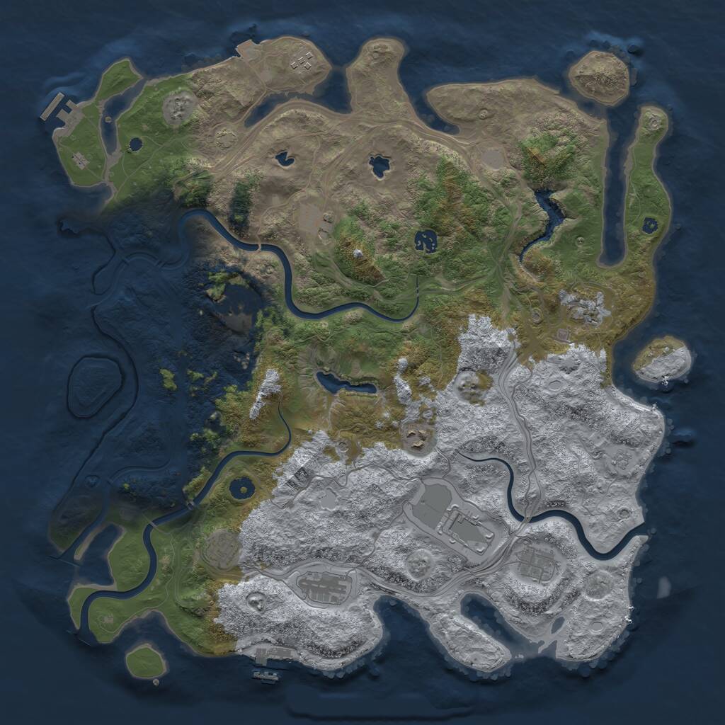 Rust Map: Procedural Map, Size: 4550, Seed: 1333999999, 16 Monuments