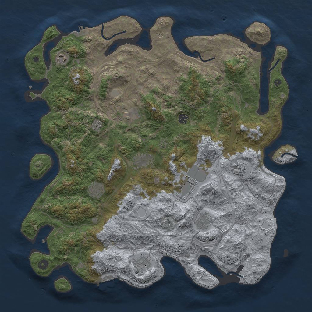 Rust Map: Procedural Map, Size: 4550, Seed: 1333999999, 17 Monuments