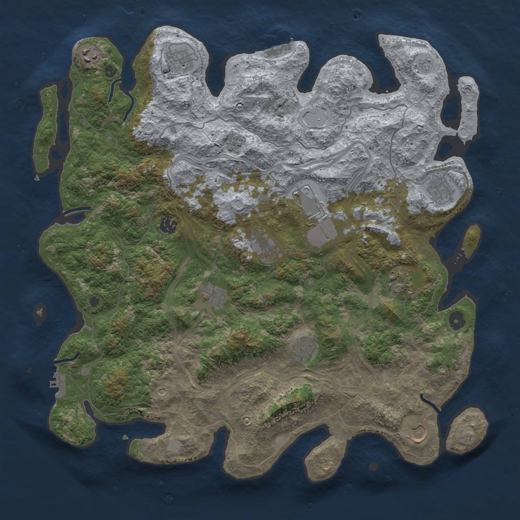 Rust Map: Procedural Map, Size: 4500, Seed: 843867301, 18 Monuments
