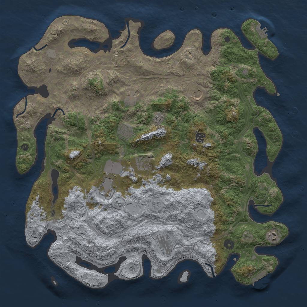 Rust Map: Procedural Map, Size: 4500, Seed: 1133649013, 16 Monuments