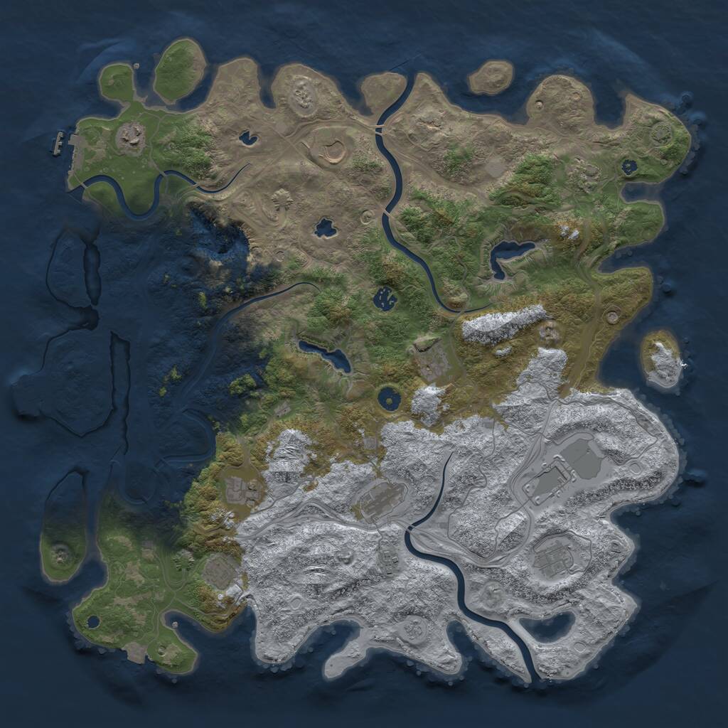 Rust Map: Procedural Map, Size: 4800, Seed: 1992784612, 17 Monuments