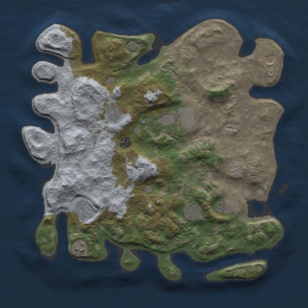 Rust Map: Barren, Size: 4000, Seed: 15492, 14 Monuments