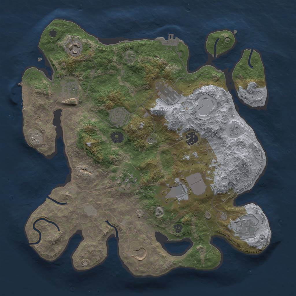 Rust Map: Procedural Map, Size: 3500, Seed: 50204530, 17 Monuments