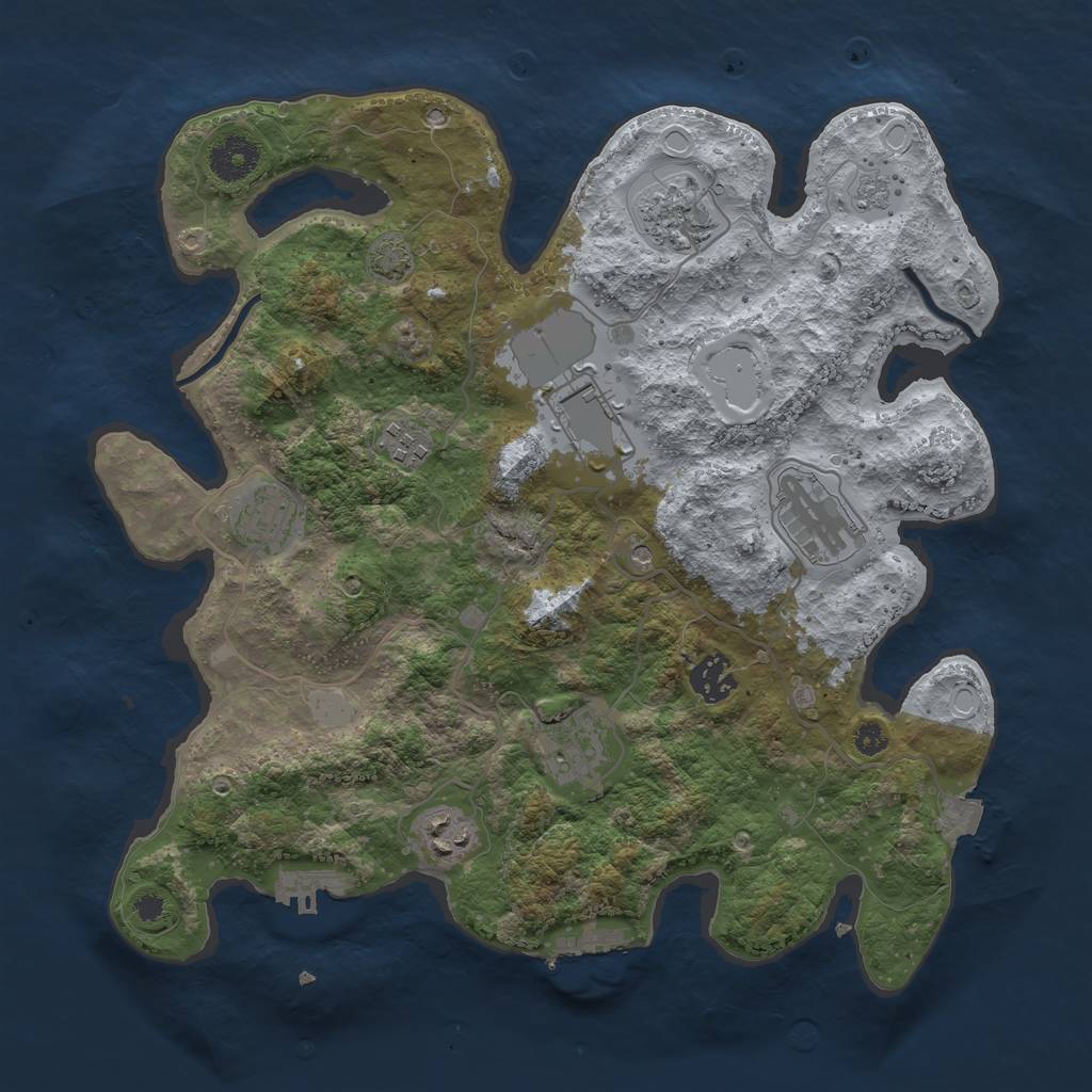 Rust Map: Procedural Map, Size: 3500, Seed: 233374758, 16 Monuments