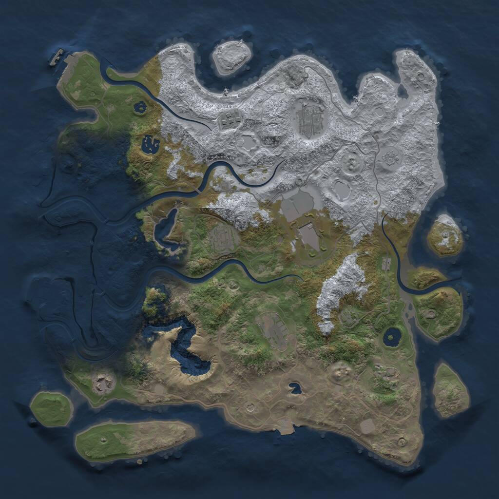 Rust Map: Procedural Map, Size: 4000, Seed: 647712341, 14 Monuments